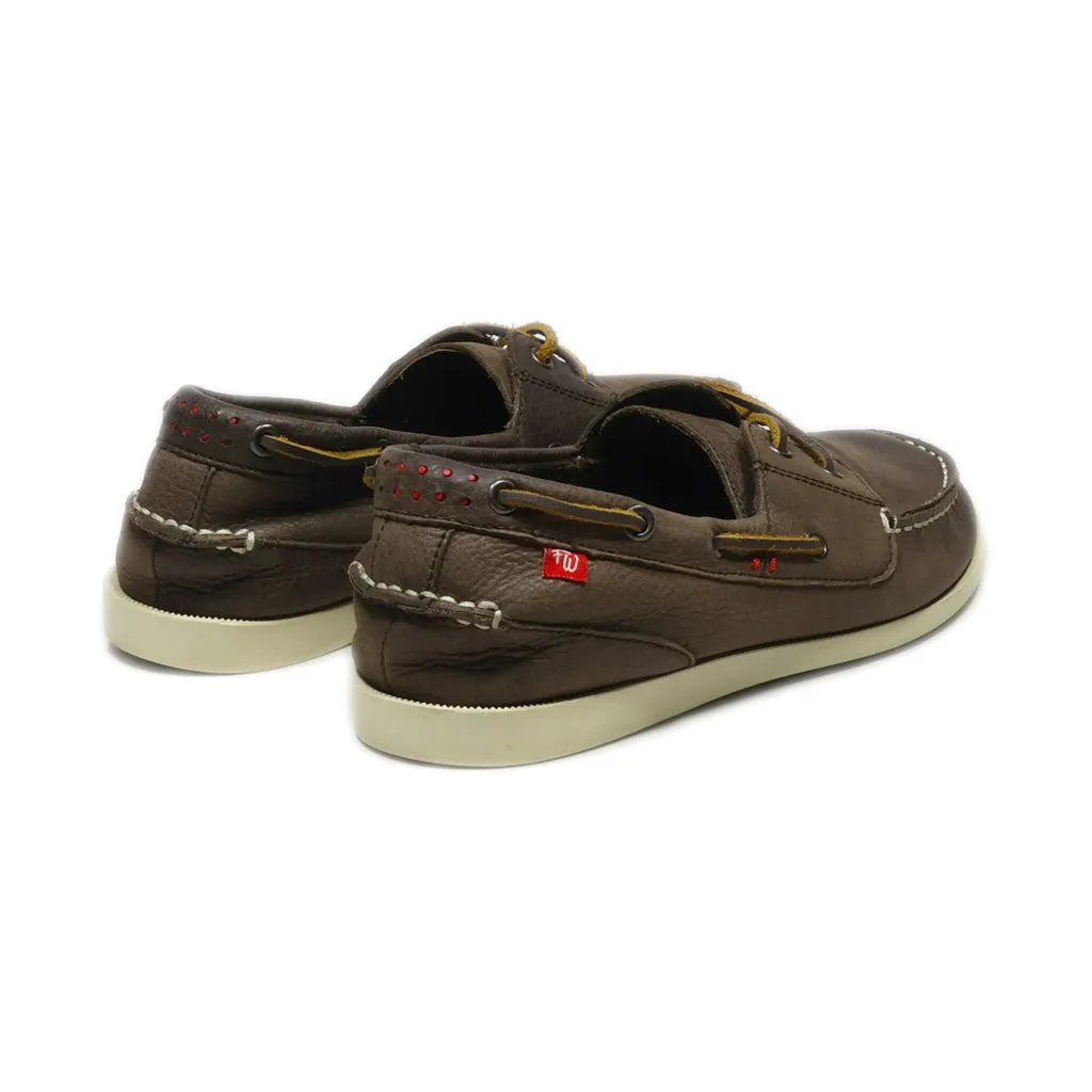 Farwest Boat Shoes Leather Brown Colour For Men