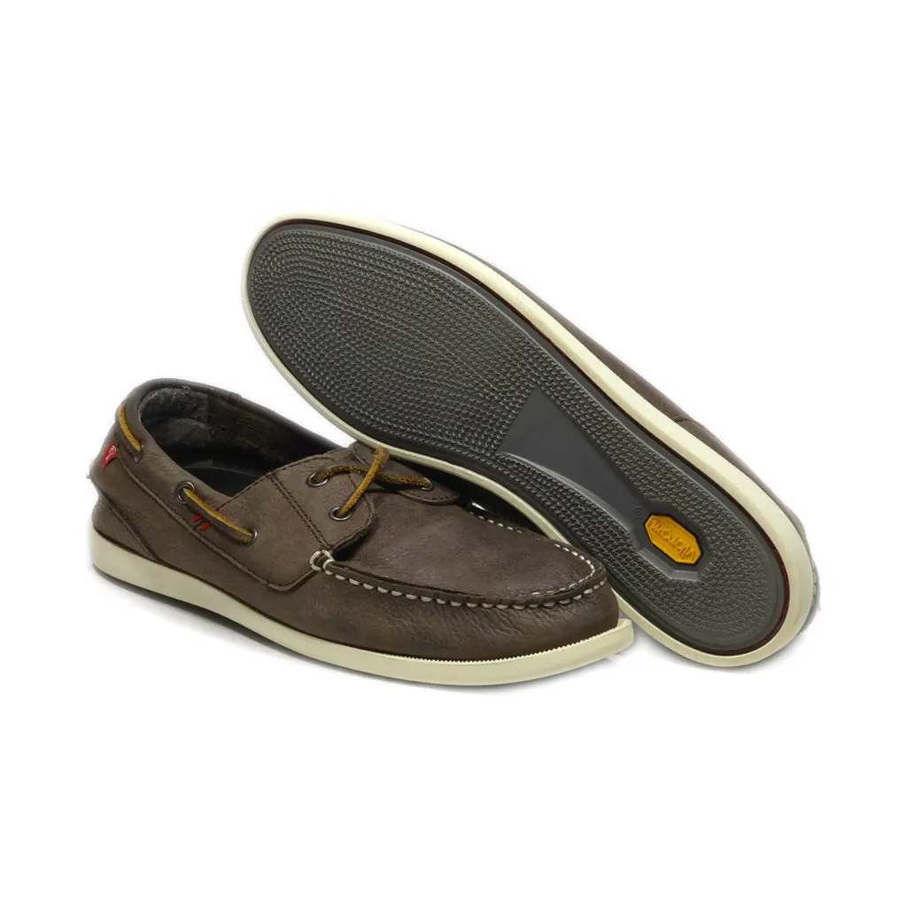 Farwest Boat Shoes Leather Brown Colour For Men