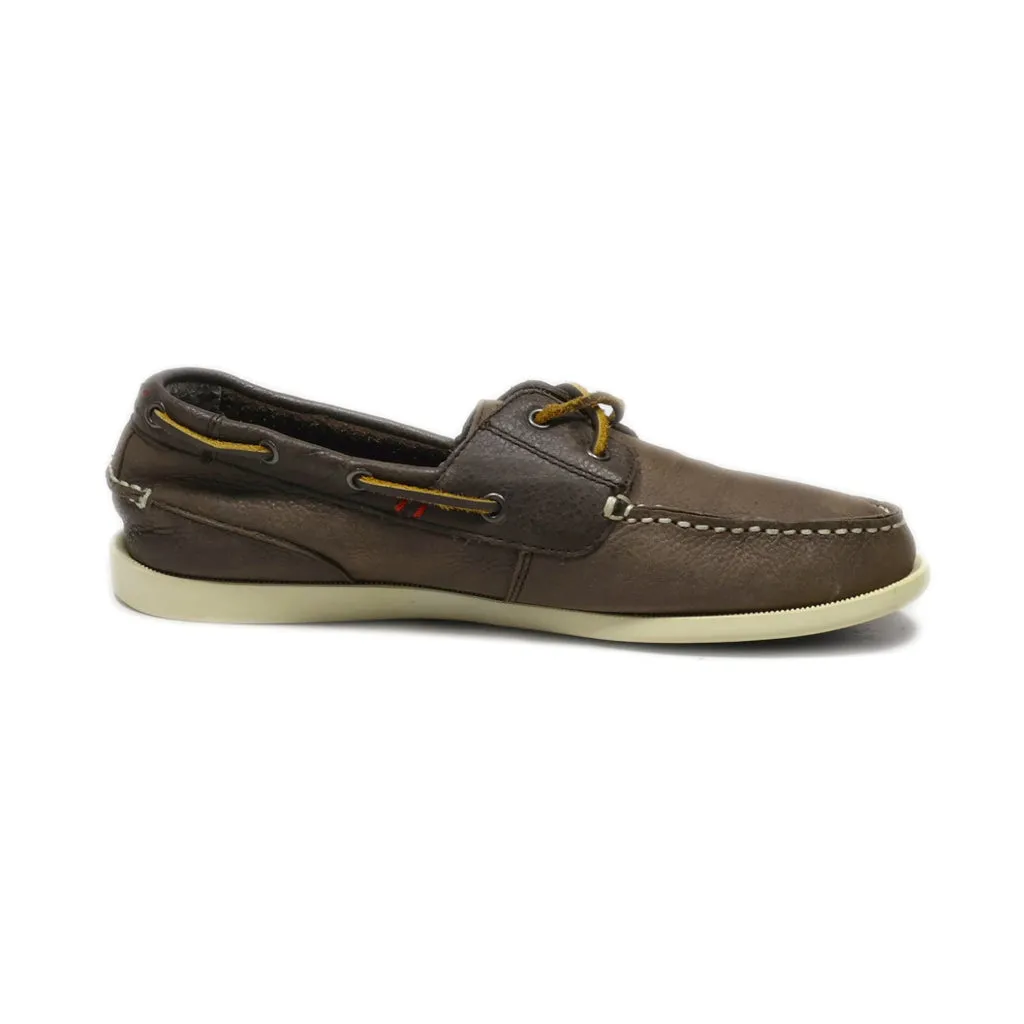 Farwest Boat Shoes Leather Brown Colour For Men