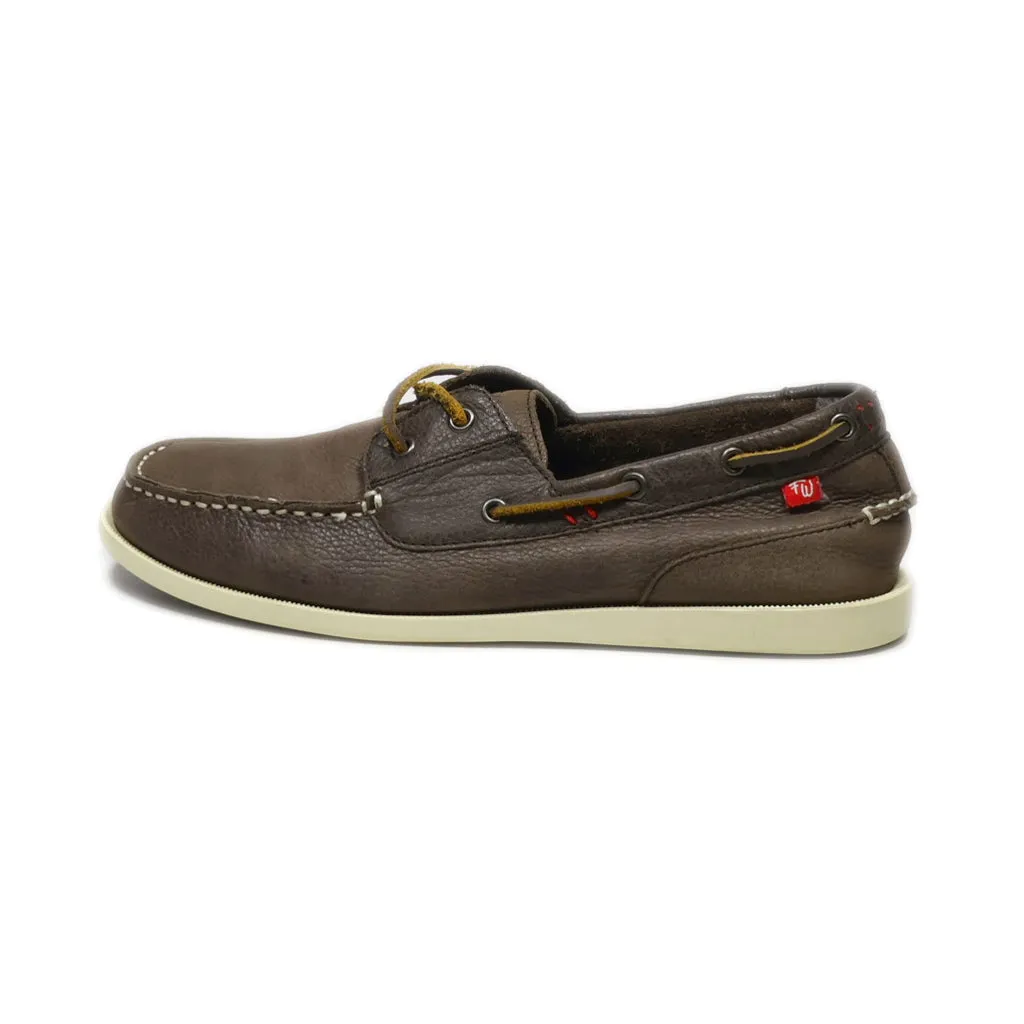 Farwest Boat Shoes Leather Brown Colour For Men