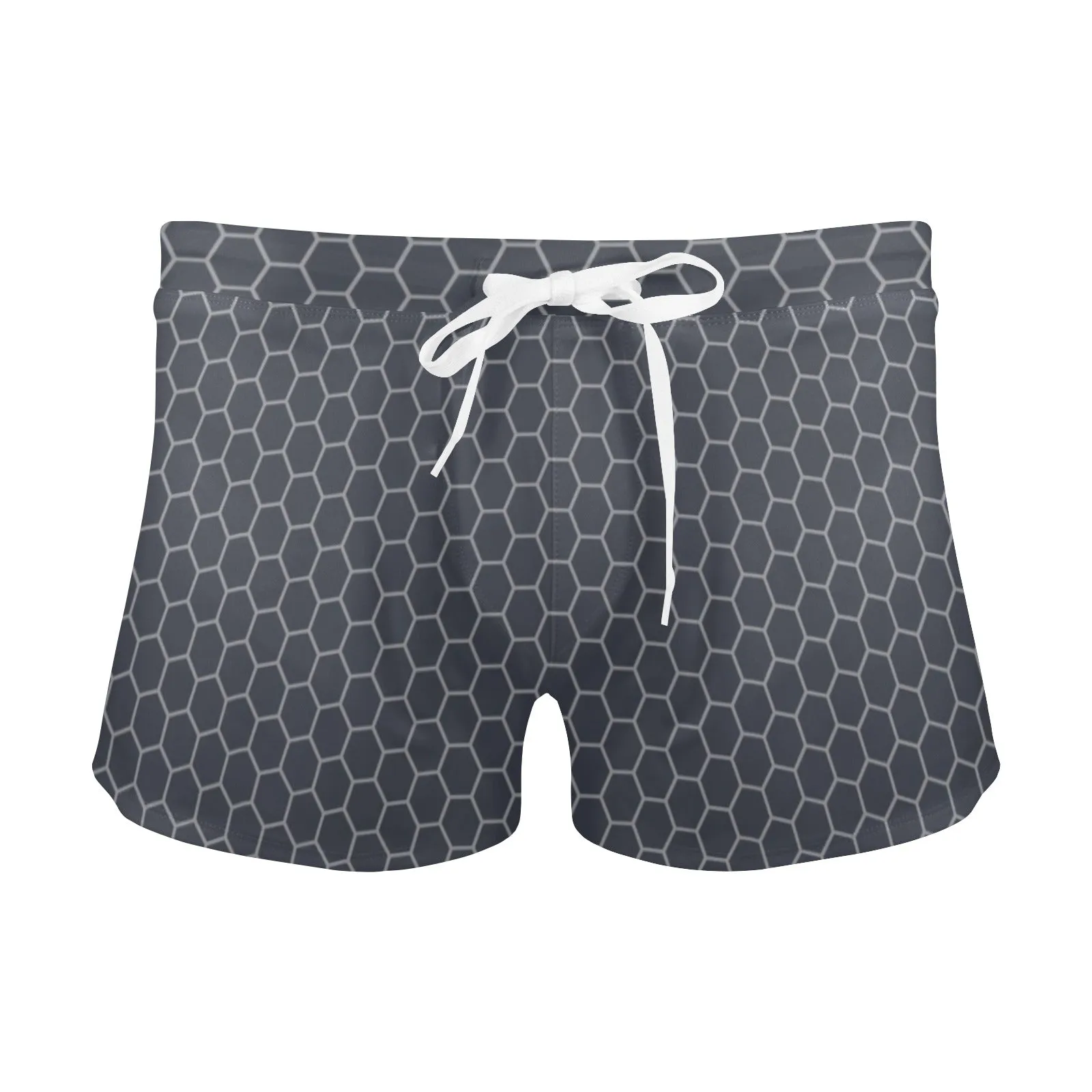 light gray hex print 5 Men's Swim Trunks with Zipper Pocket (Model L71)