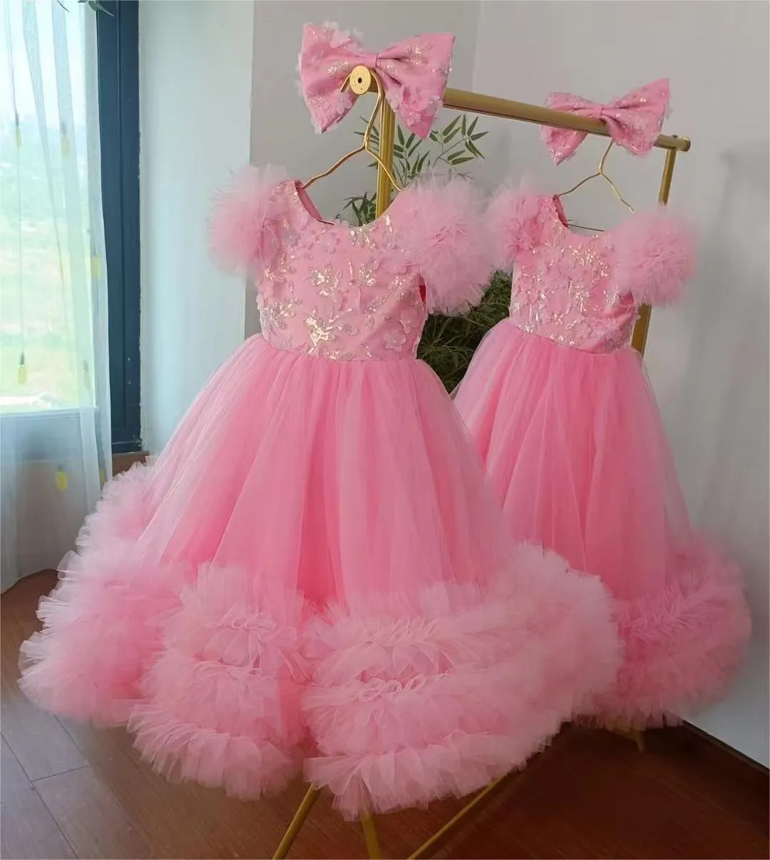 multicolour sleeve baby birthday party princess dress for wedding dress