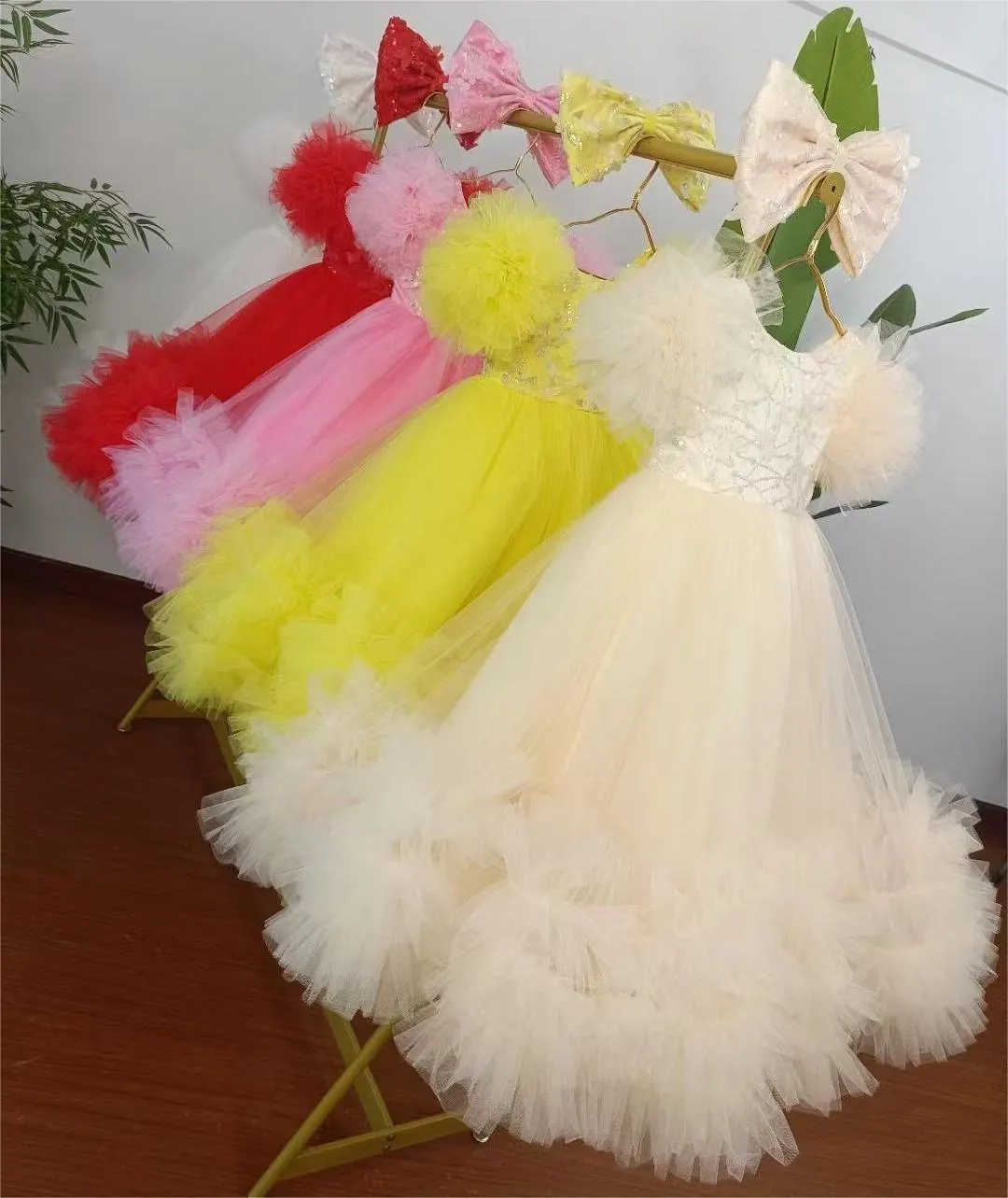 multicolour sleeve baby birthday party princess dress for wedding dress