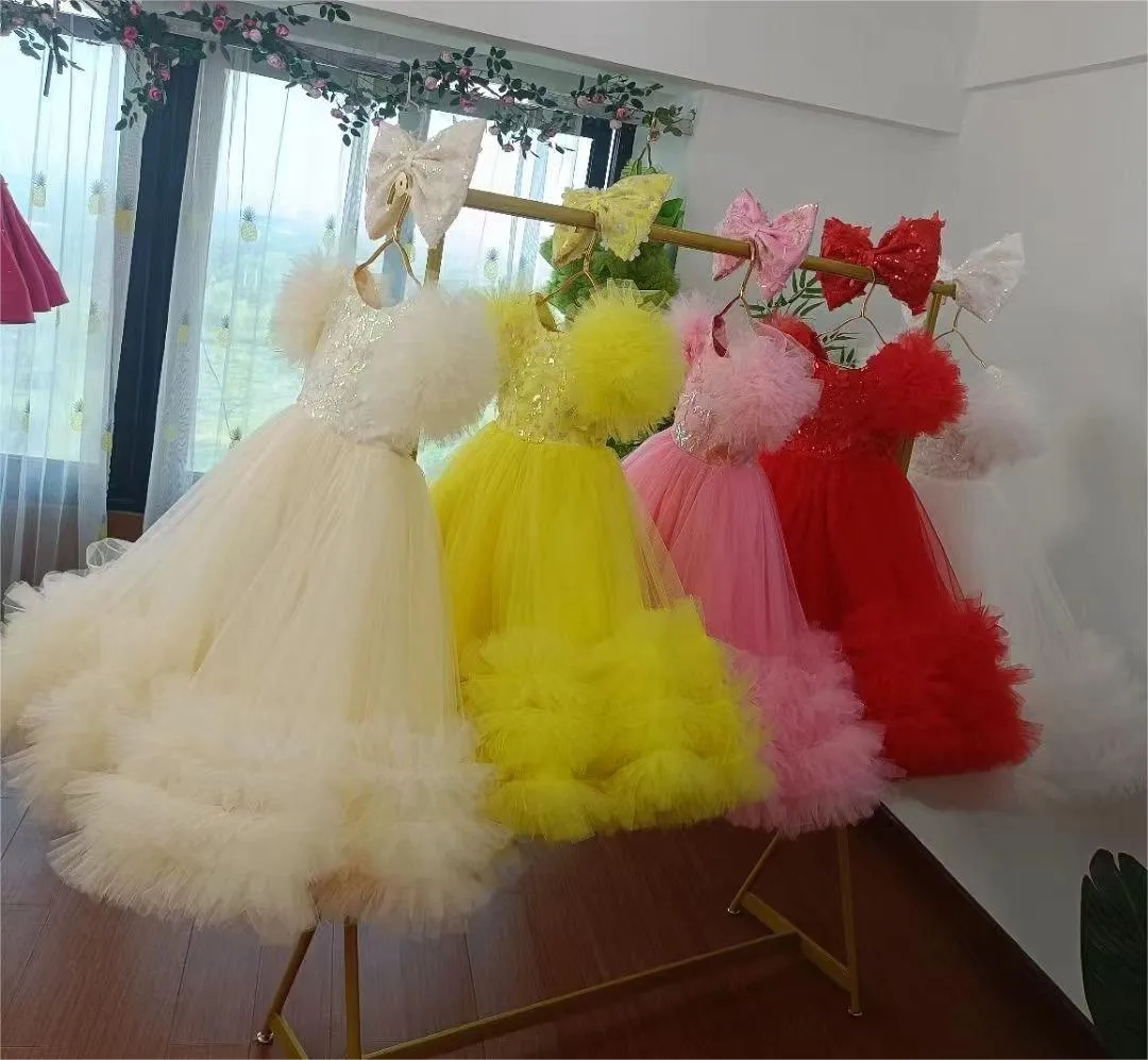 multicolour sleeve baby birthday party princess dress for wedding dress