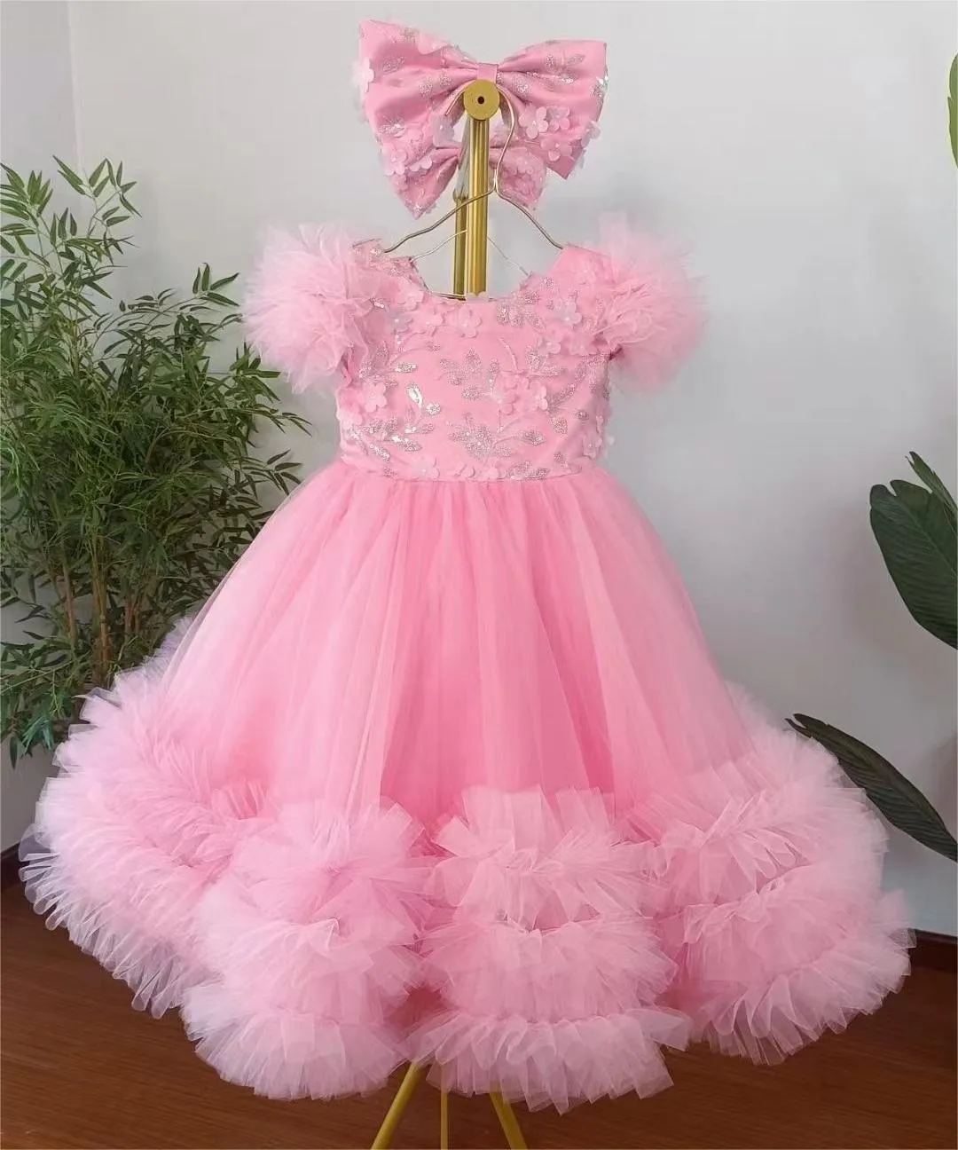 multicolour sleeve baby birthday party princess dress for wedding dress