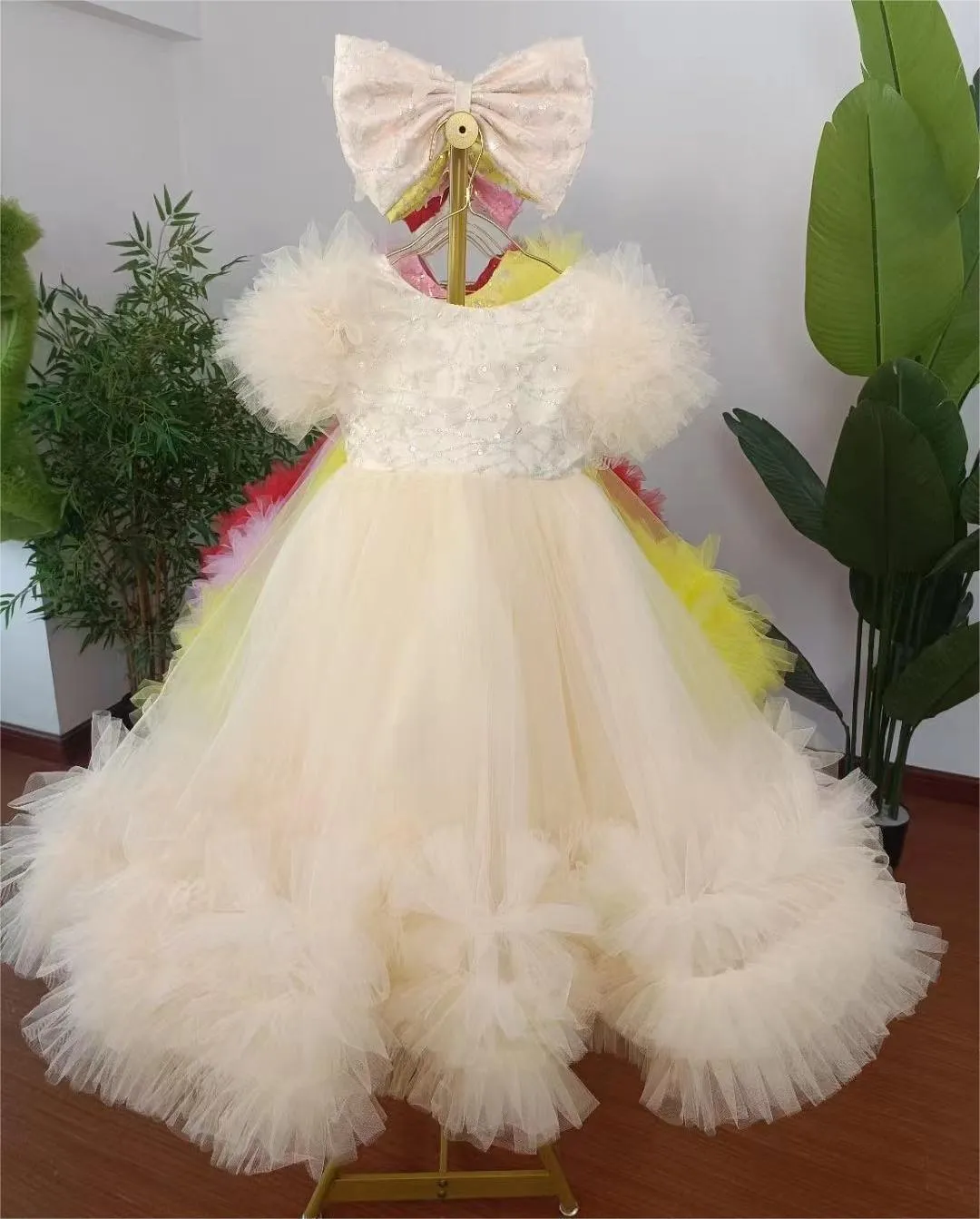 multicolour sleeve baby birthday party princess dress for wedding dress