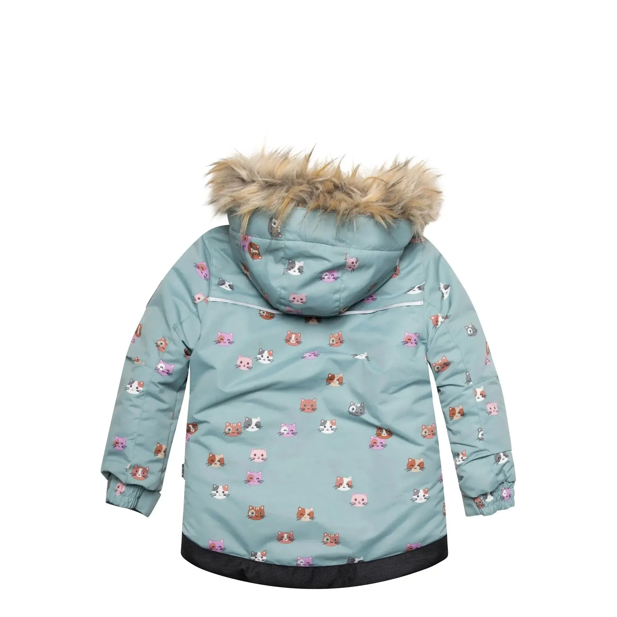 Printed Little Cats Two Piece Girls Snowsuit Sage Green And Rosy Brown | DEUX PAR DEUX