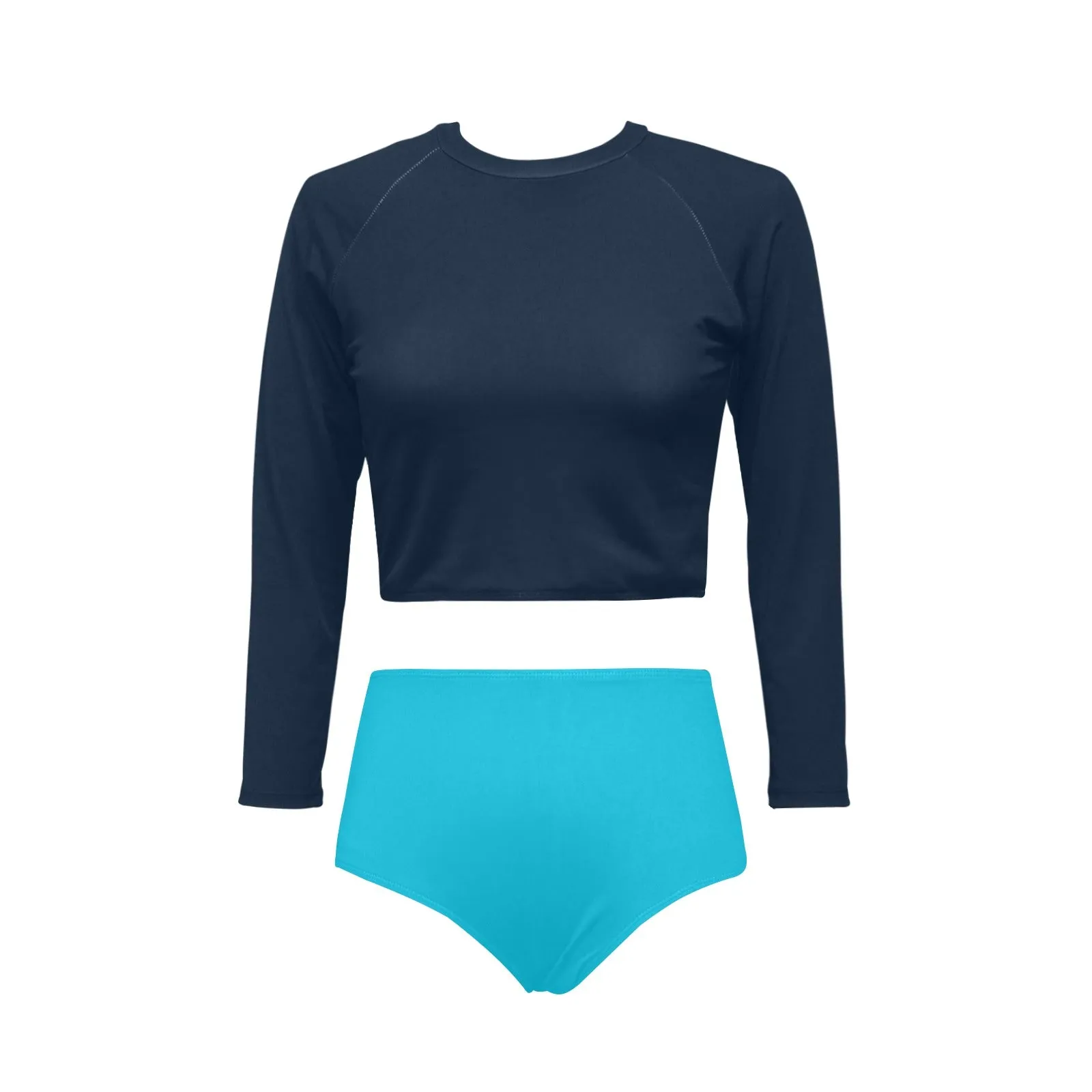 Shades of Blue Long Sleeve Bikini Set