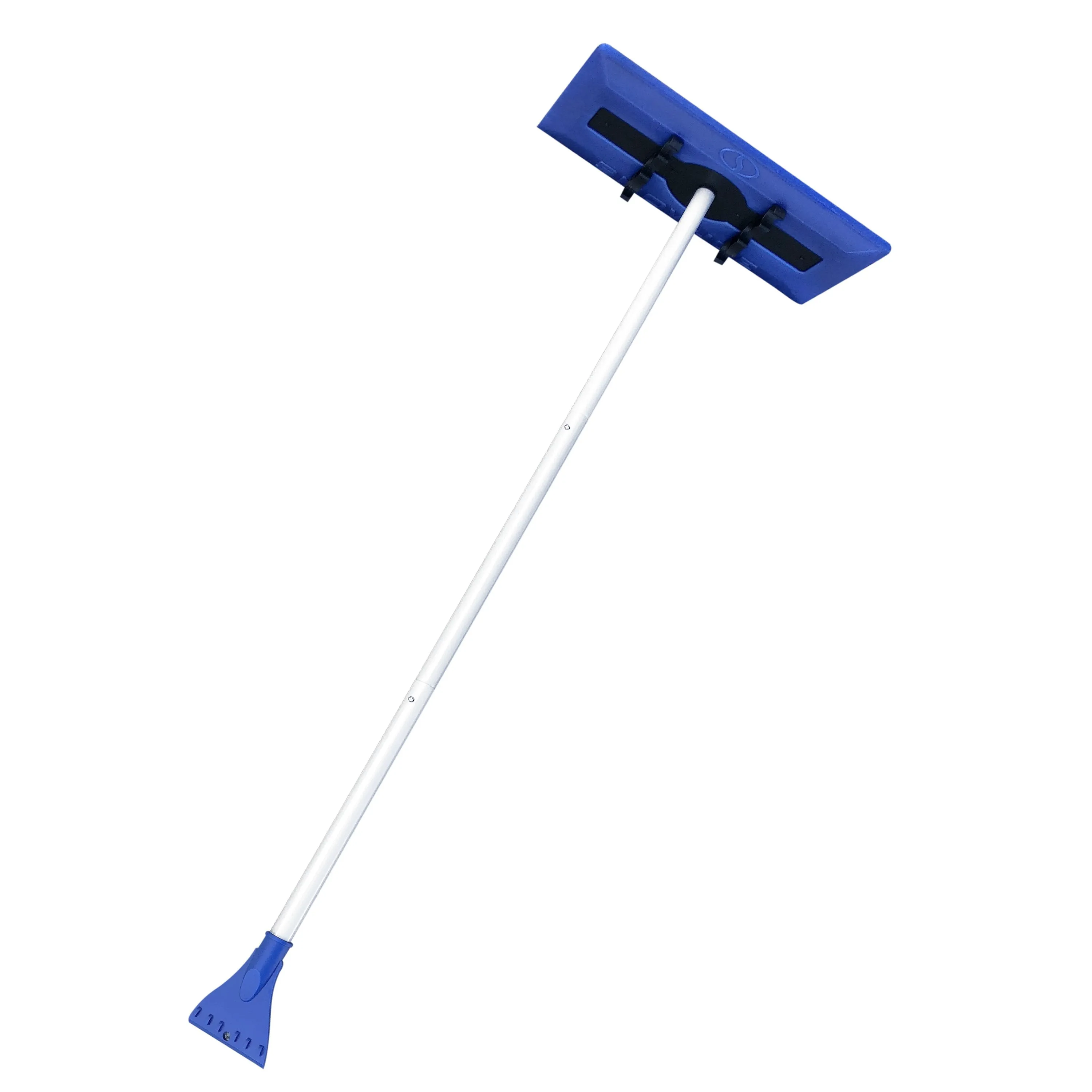 Snow Joe SJBLZD Original 2-in-1 Snow Broom with 18-Inch 3rd Party Tested Scratch Free Foam Head   Large Ice Scraper, Blue