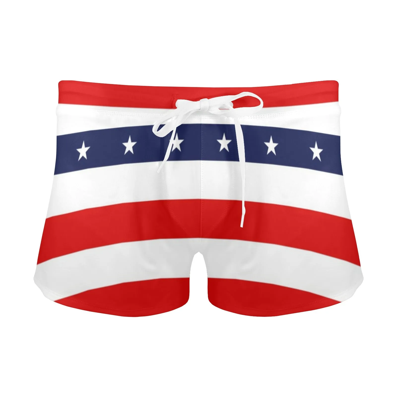 stars and stripes stripe horizontal print Men's Swim Trunks with Zipper Pocket (Model L71)