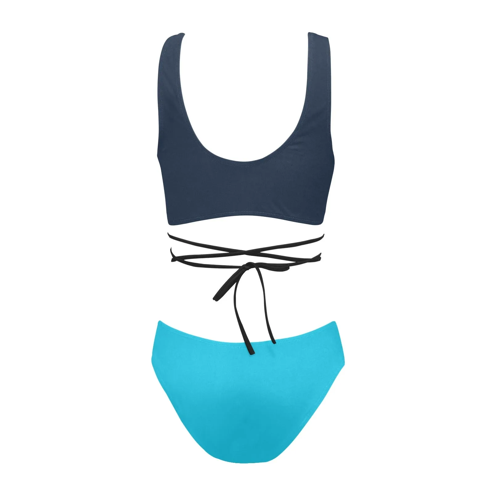 Two Tones of Blue Cross String Bikini Set